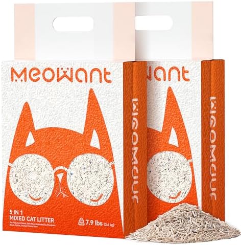Meowant Mixed Cat Litter, 5-in-1 Natural Bentonite Tofu Clumping Cat Litter by Meowant