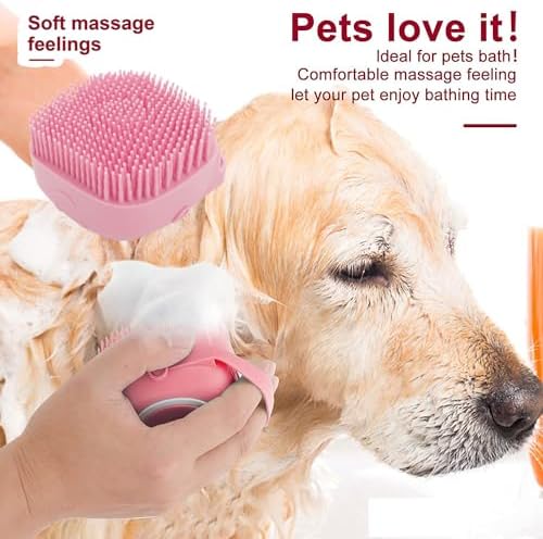 7 Pcs Cat Dog Brush Grooming Kits, Self-Cleaning Slicker Brush, Pet Nail Clipper and File, Flea Comb, Pet Shampoo Bath Brush, Pet Finger Toothbrush, Storage Bag (Pink) - Image 4