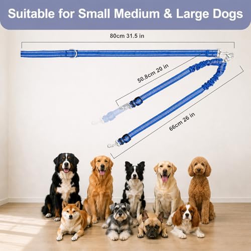 Double Dog Leash Padded Handle 360°Swivel No Tangle Dual Leash for Two Dogs - Image 7