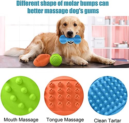 LUKITO Dog Chew Toys 3 Pack for Aggressive Chewers, Multifunctional Teeth Cleaning and Gum Massage, Tough Toys with Natural Rubber for Large and Medium Dog - Image 2