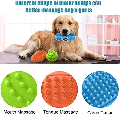 LUKITO Dog Chew Toys 3 Pack for Aggressive Chewers, Multifunctional Teeth Cleaning and Gum Massage, Tough Toys with Natural Rubber for Large and Medium Dog - Image 2