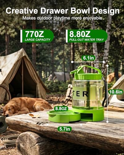 77 oz Portable Dog Water Bottle, 2.2L Dog Travel Water Dispenser Olive Green - Image 2