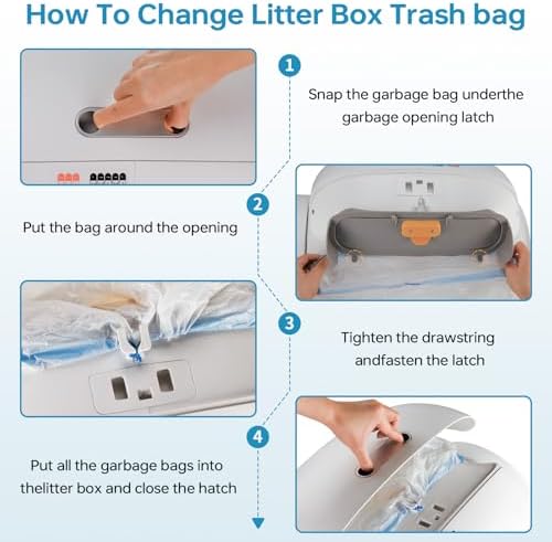 4 * 20 Count Trash Bags for Automatic Cat Litter Box Self Cleaning, Replacement Extra Large Liners for Robot Box, 4 Rolls Drawstring Waste Bags, 18 x 18 Inches（4 Rolls/80 Counts） - Image 2