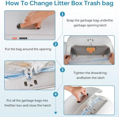 4 * 20 Count Trash Bags for Automatic Cat Litter Box Self Cleaning, Replacement Extra Large Liners for Robot Box,18 x 18 Inches, 4 Rolls Drawstring Waste Bags（80 Counts/4 Rolls） - Image 3