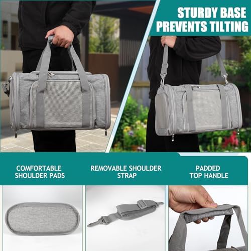 Top tasta Dog Cat Carrier Pet Carriers for Small Medium Large Cats Dogs Carrier Soft Sided Small Puppy Dog Carrier Portable Foldable Airline Approved Dog Cat Travel Carrier Grey Medium - Image 6