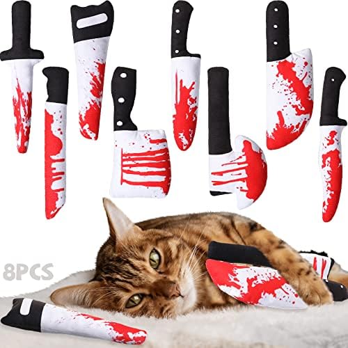 Honoson 8 Pcs Cat Catnip Toys Horror Knife Shaped Kitten Catnip Crinkly Sound Toys Indoor Outdoor Exercise for All Cat Breeds, 7.8 Inches by Honoson