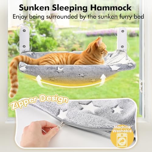 Zoratoo Glow in the Dark Cat Window Perch, Foldable Cordless Pet Hammock, L - Image 2