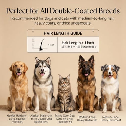 2-Sided Undercoat Rake for Dogs and Cats, Wooden Handle - Image 6