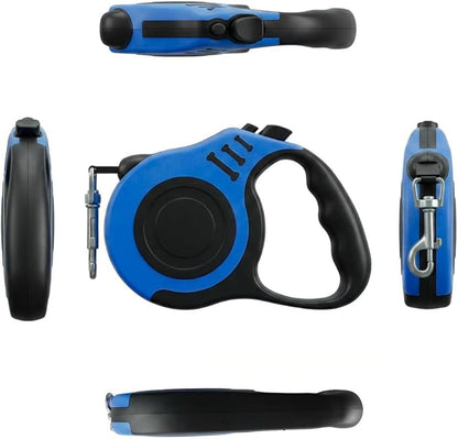 PETIMP Retractable Dog Leash Lightweight 16FT Leash Claw Print, with Folding Bowl,Dispenser,Rubbish Bags, for Small Medium Dogs(Blue)