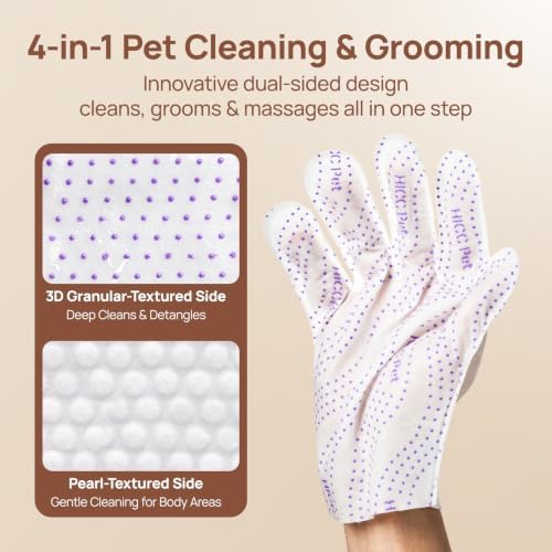 HICC PET Cleaning Glove Wipes PRO for Dogs & Cats, 6PCS Unscented. - Image 2