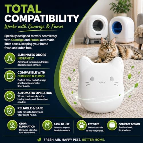 ProGuard® 6PCS Pets Deodorizing Pods for Cumrige Self Cleaning Litter Box, Odor Remover for Fumoi Automatic Cat Litter Box, Camellia Flower Scented, Long-Lasting Fragrance, Keep Home Fresh - Image 5