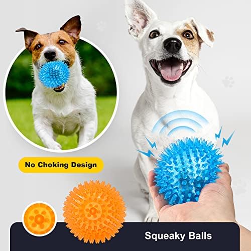 VITEVER 3.5” Squeaky Dog Toy Balls (6 Colors) Puppy Chew Toys for Teething, BPA Free Non-Toxic, Spikey Dog Balls for Medium, Large & Small Dogs, Durable Toys for Aggressive Chewers (Pack of 2) - Image 4