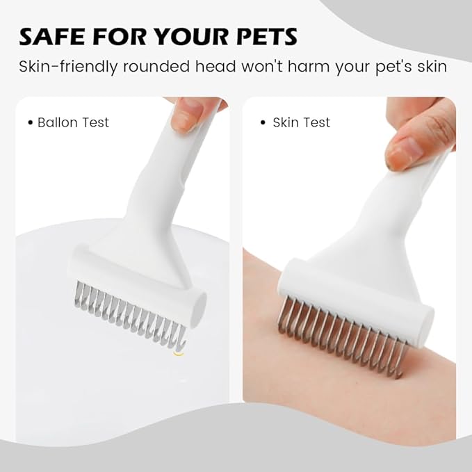 Cat Brush, Pet Hair Removal Tool, Lightweight Deshedding Dog Brush,Cat Brushes for Indoor Cats,Dematting Comb for Dogs Cats,Remove Loose Hair,Pet Grooming Undercoat Rake(White)