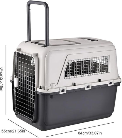 Generic Large Dog Crate Dogs Kennel Length 33in/Width 21.6in/Height 25.2in Dog Carrier with Handle & Metal Door Travel Pet Box for Puppies Kittens
