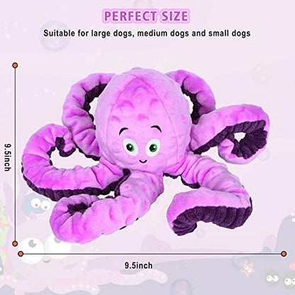 BUYPOW Dog Squeaky Toys Octopus - Tough Plush Large Medium & Small Dog Toys - Stuffed Animals Puppy Toys - Funny Cute Dog Toy for Dog Birthday Presents (Octopus Purple) - Image 5