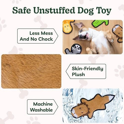 SHARLOVY No Stuffing Dog Toys Crinkle Squeaky, Long Lasting Chews for Aggressive, Durable Plush Dog Puppy Chew Toys for Teething, with 6 Tough Layers for Small Medium Large Breed-2 Pack,Medium - Image 4