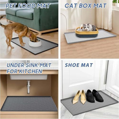 URMONA Pet Food Mat 37 x 22 in, Waterproof Silicone Dog Food Mat Litter Mat - Image 5