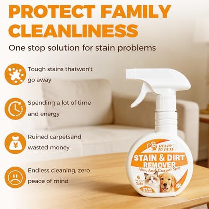 Carpet Stain Remover – Dog & Cat Urine, Poop & Vomit Cleaner – Fabric Spray for Rugs, Bed Sheets, Curtains, Sofas, Upholstery & Car Floor - Image 2