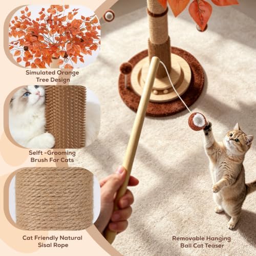 46" Extra Tall Cat Scratching Post with Toy for Large and Adult Indoor Cats - Image 4