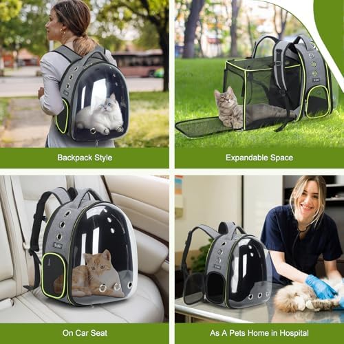 Lekereise Cat Bubble Backpack Carrier - Expandable Large Space Cat Backpack for Kitty Small Dog up to 18lbs, Transparent Pet Carrier for Travel, Hiking Gray - Image 6