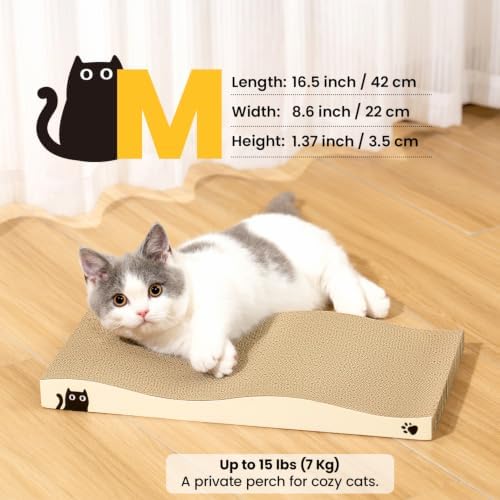 Cat Scratcher, Durable Scratch Pad, Corrugated Cardboard Scratching Board for Indoor Cats, Heavy Duty, Double-Sided Usability, Recyclable, with Catnip, 2 Pack - Image 2