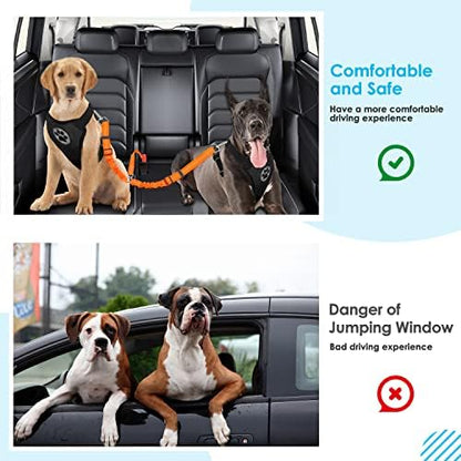 SlowTon Double Dog Seat Belt for Car with Elastic Bungee Buffer, Adjustable - Image 6