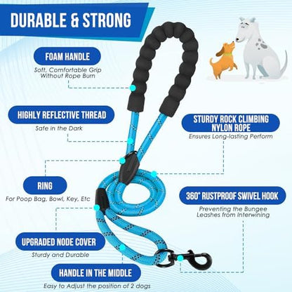 Lukovee Double Dog Leash, Reflective Heavy Duty Lead, No Tangle - Image 3