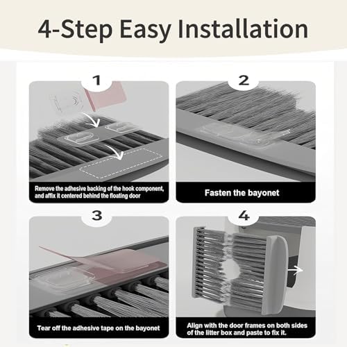 Pet Door Brush for Cat Door and Indoor Door Frame, Self Cleaning Hair Catcher, Gentle Grooming Grey, Plastic and Nylon Bristles (2) - Image 5