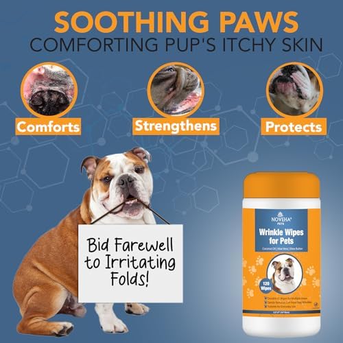 NOVEHA 120PCs - 5”x7” Large Dog Wipes | Wipes for Bulldog, French Bulldog, Pug, English Bulldog | Deodorizing, for Multiple Areas Removes Dirt, Wrinkles, Folds, Tear Stain, Tail Pockets & Paws - Image 2