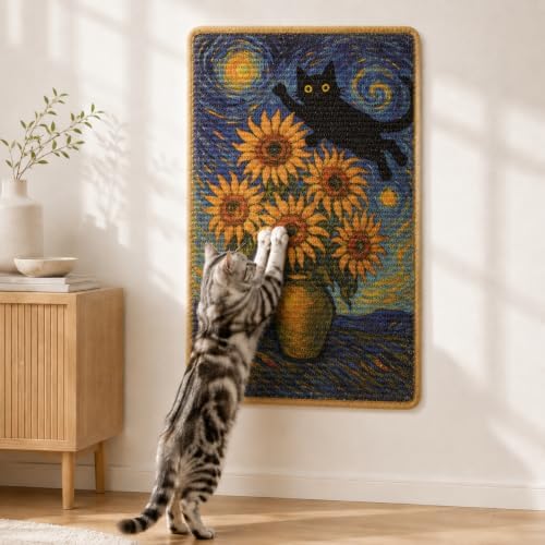 Art Sisal Cat Scratcher Mat, Cat Wall Scratchers for Indoor Cats by LESISSMER