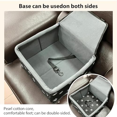 Pet Dog Booster Seat, Upgrading the Framed wall to Prevent Collapse，Breathable and Foldable Pet Car Basket，Removable andWashable pet car seat (Plush Black) - Image 3