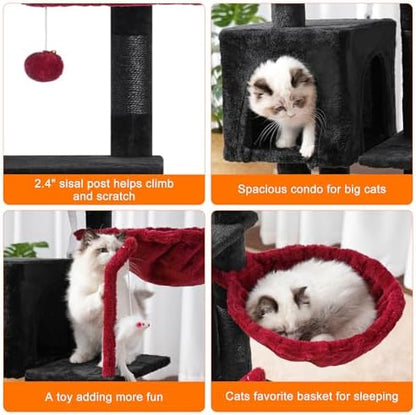 Heybly Cat Tree with Toy, 43.3 inch Cat Tower for Indoor Cats HCT004SBR - Image 5