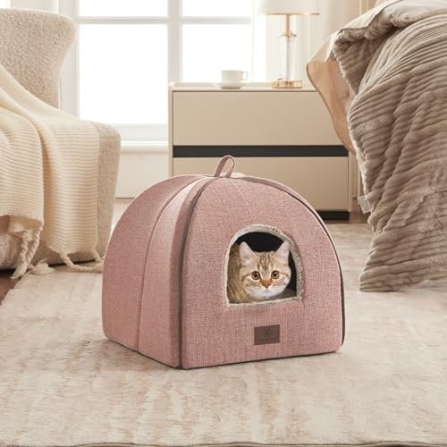 WINDRACING Cat Bed for Indoor Cats - Cats Cave Bed Cat House Cat Tent with Removable Washable Cushioned Pillow, Soft Kitten beds, & Furniture, for Small and Medium Pet Bed by WINDRACING