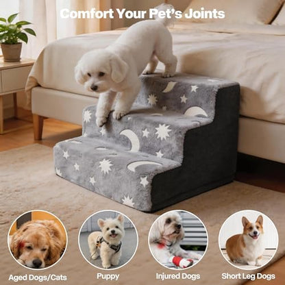 PAWISE Glow in the Dark Dog Stairs, 3-Step Non-Slip Plush Pet Steps - Image 7