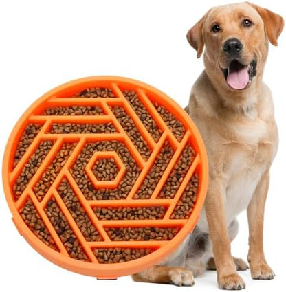 WHIPPY Slow Feeder Dog Bowl, Puzzle Maze Design to Slow Down Eating, 3-Cup Capacity, Anti-Gulping Food Bowl for Medium & Large Dogs,Orange by WHIPPY