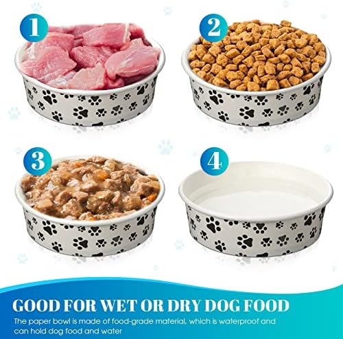 Potchen 60 Pcs Disposable Paper Dog Bowls Small Dog Pet Dishes Bulk, 16 oz - Image 4