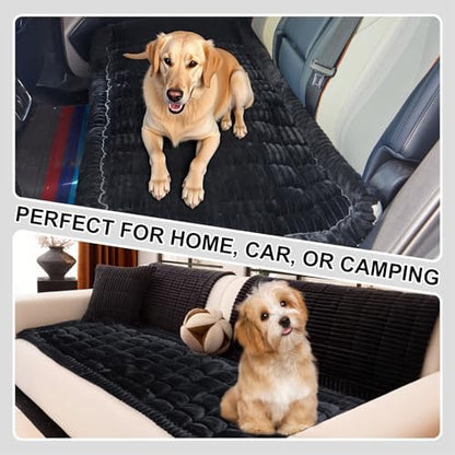 Backseat Pet Bed Mat Non-Slip Dog Car Seat Cover Scratch Chew Resistant Dog Blanket for SUVs, Trucks & Sedans 23" x 51" Easy Clean Comfortable Car Travel Pet Pad, Pure Black - Image 6