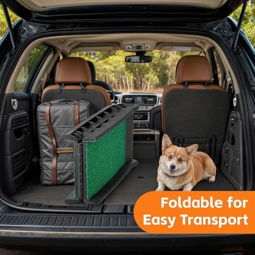 Nouva Folding Dog Rampar - Portable Lightweight Pet Ramp Stair Dog Ramp for Media Small Dogs with Non-Slip Grass Surface, Ramp Step for SUV Car & Truck - Image 4