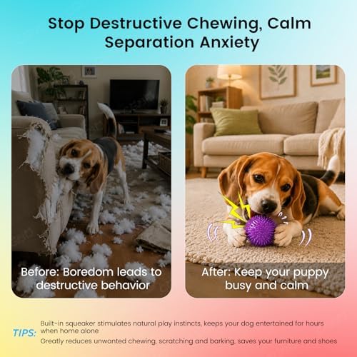 Squeaky Dog Toys Balls, 6 Pack 2.5" Spiky Dog Balls, Durable Puppy Chew Toys for Teething, Interactive Fetch Dog Toy Balls for Small Dogs - Image 4