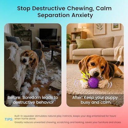 Squeaky Dog Toys Balls, 6 Pack 2.5" Spiky Dog Balls, Durable Puppy Chew Toys for Teething, Interactive Fetch Dog Toy Balls for Small Dogs - Image 4