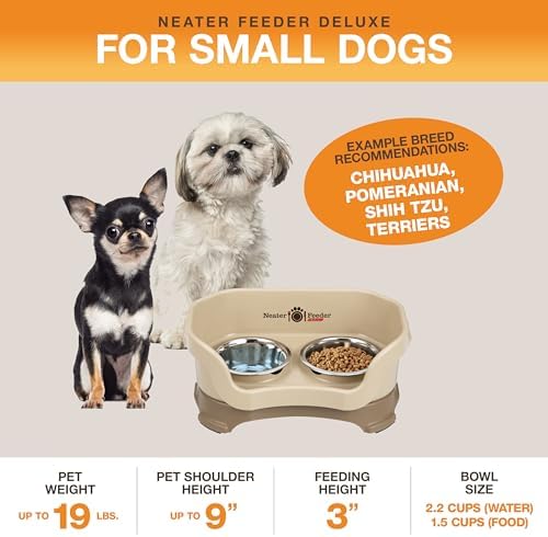 Neater Pet Brands Neater Feeder Deluxe Mess Proof Dog Bowls Elevated for Small Dogs Under 19 lbs, Made in USA, No Spill Raised Dog Food Bowl Stand Feeding Station, Food and Water Bowl Set, Cappuccino - Image 2