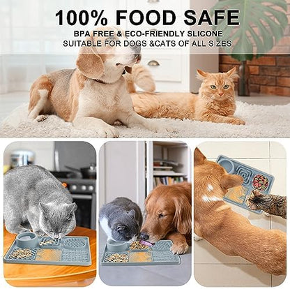 Lick Mat for Dogs, Slow Feeder Licking Mat with Suction Cups for Food and Water, Silicone Feeding Mat Perfect for Anxiety Relief Suitable for Butter Food Yogurt Peanut (Blue) - Image 3