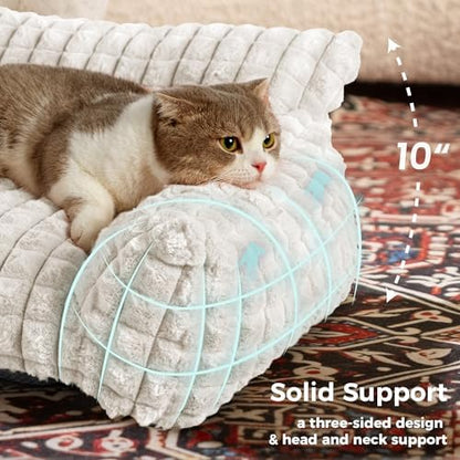Cat Couch Bed with Fluffy Faux Rabbit Fur for Indoor Cats, 36 Inch - Image 4