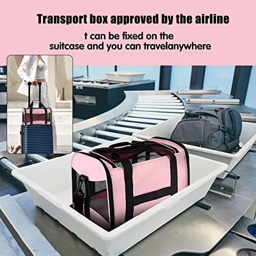 Cat Carrying Case - Pet Carrier Airline Approved, Protable and Breathable Pet Travel Carrier Removable Fleece Pad, Collapsible Cat Carrier Dog Carrier for Medium Cats Small Cats Dogs (Medium, Pink) - Image 6