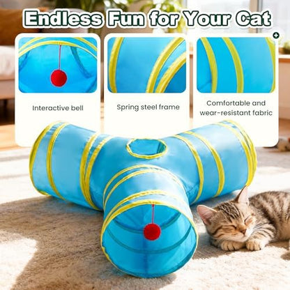 Love's cabin Cat Tunnel for Indoor Cats, 3-Way Collapsible Play Tunnel - Image 5