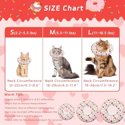 Seyezo Cat Cone Collar Soft, Adjustable Cat Recovery Cone, Pink Cherry, M - Image 2
