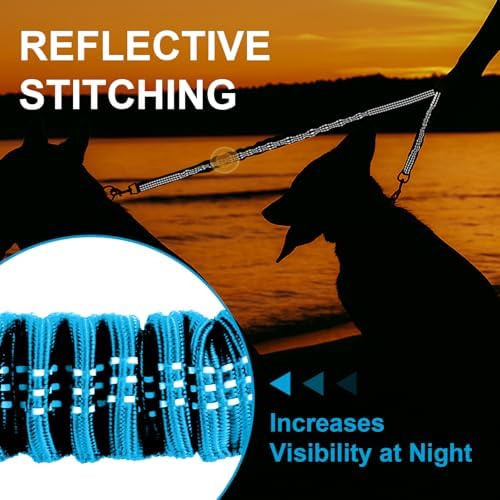 MingXpet 2 Dog Leash, Dog Leash for 2 Dogs, 360° Swivel No Tangle Double Walking Training Leashes for Large Dogs that Pull, Comfortable Shock Absorbing Reflective Bungee, Blue - Image 5