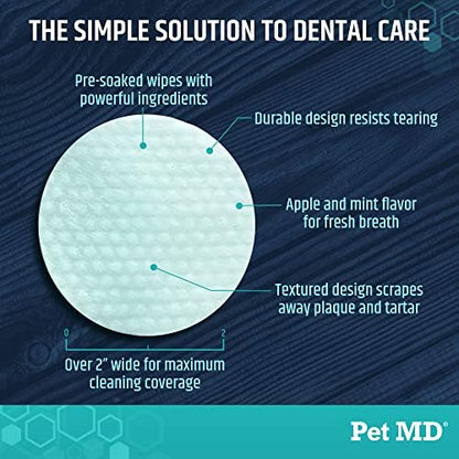 Pet MD Dental Wipes for Dogs Teeth - Fresh Apple & Mint Flavor - 100ct - Image 4