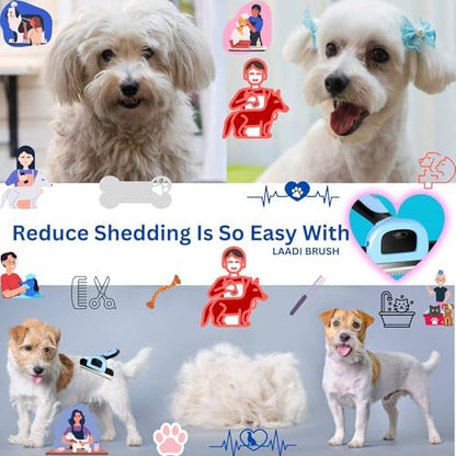 LAADI Deshedding Tool for Dogs and Cats - Reduces Shedding by Up to 95% in Less Than 10 Minutes - Professional Grooming Brush for All Hair Types - Ergonomic Design and Skin Massage Needles - Blue - Image 6