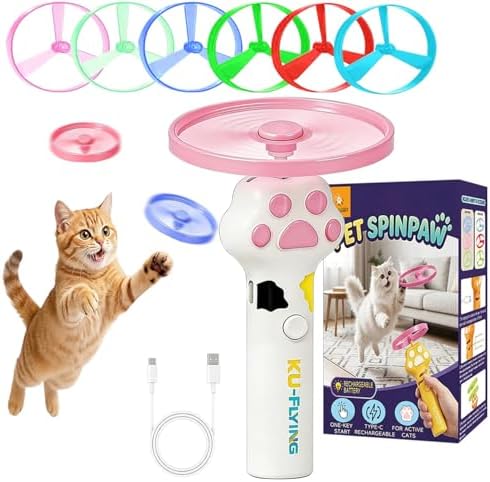 Cat Fetch Toy Auto Launcher 6 Discs 30m Range USB-C Rechargeable by FSOUEHY